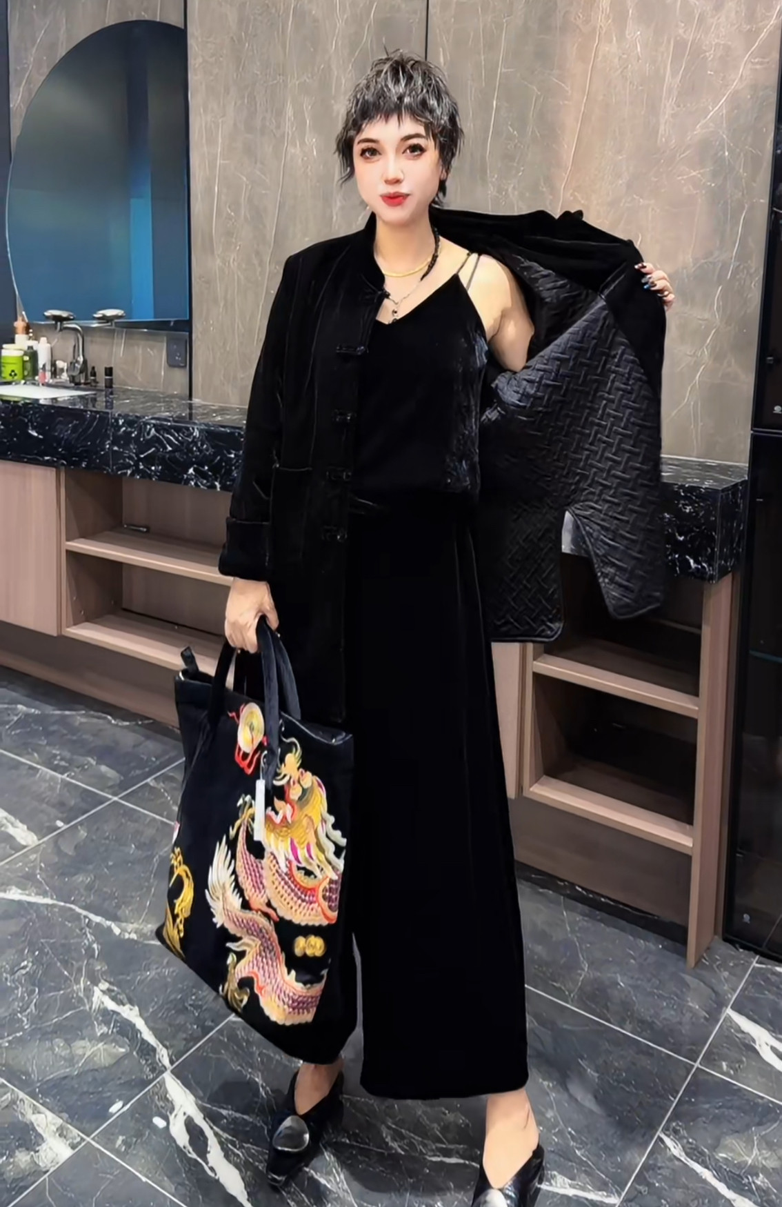 新中式国风盘扣丝绒宽松加棉外套女2026秋冬复古棉服休闲唐装上衣