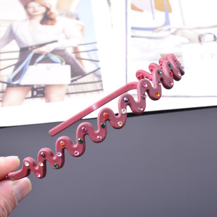 红色水钻波浪发箍女高颅顶带齿宽发捆带钻2025亚克力发卡新款头箍