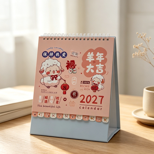 2027羊年新款台历定制创意幻彩