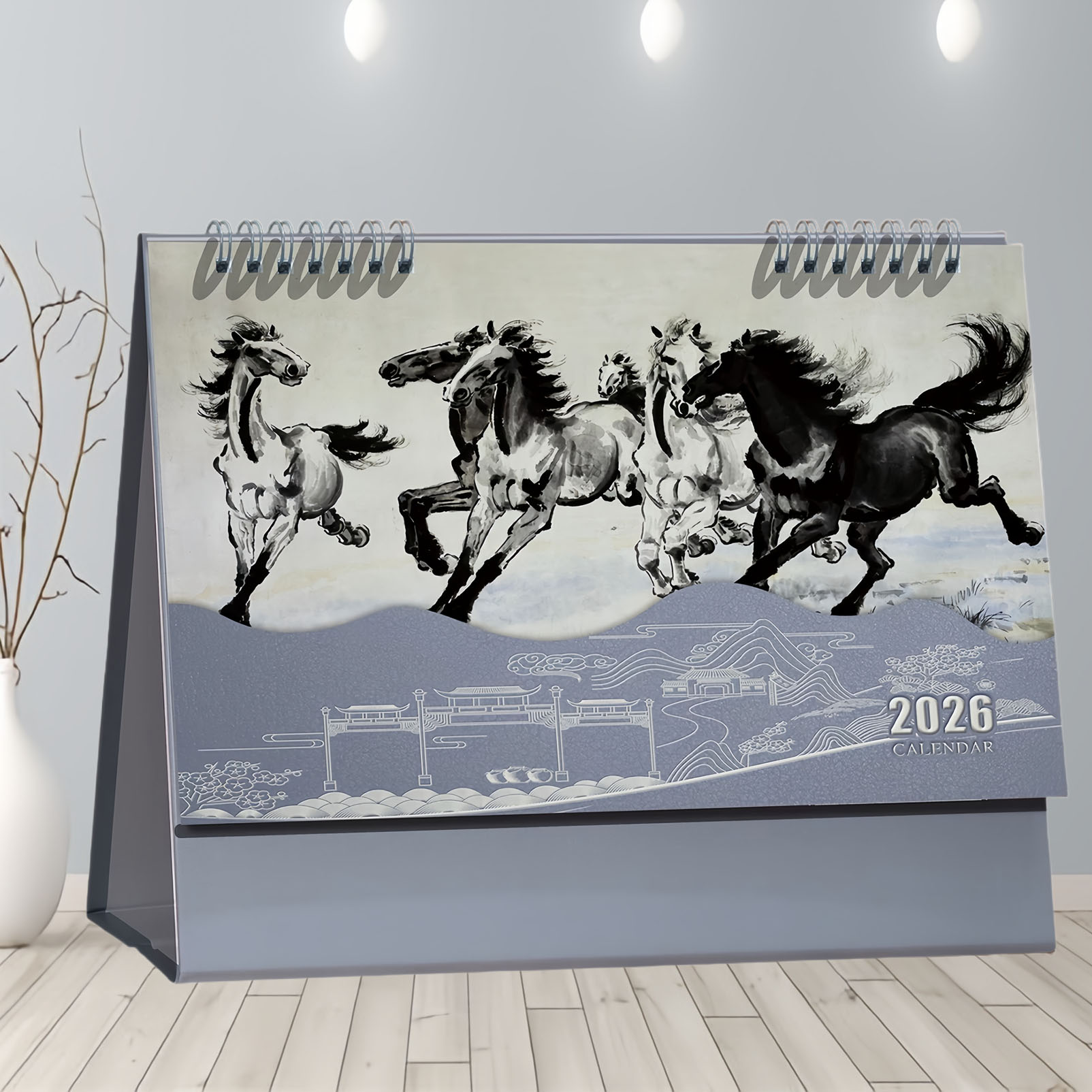 新款台历2026年新款马横款日历企业定制logo创意国风商务办公月历
