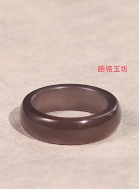 和田玉烟紫16号素面平安戒