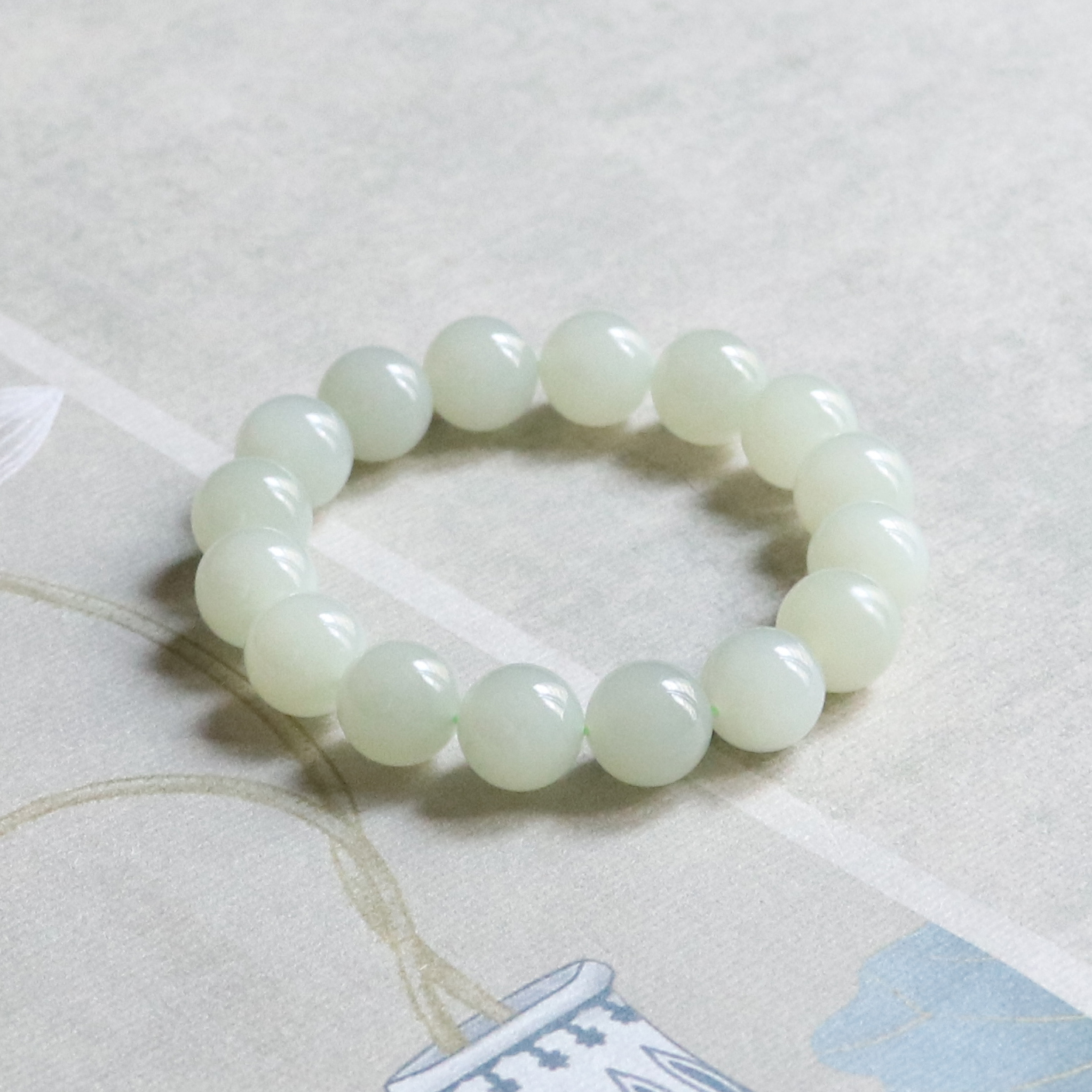 天然和田玉青白玉晴水手串男女圆珠玉石手链卡12简约百搭带证书