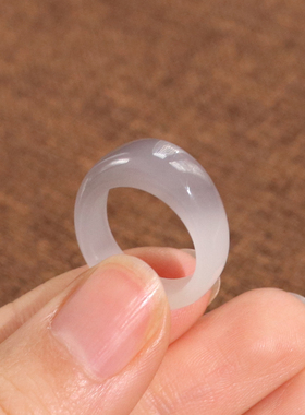 和田玉紫白馒头戒14号时尚款