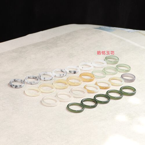 和田玉7号细款素面戒指简约百搭