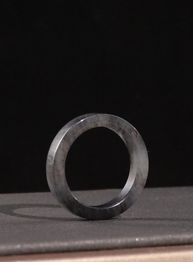 和田玉青花直切素面14号戒指