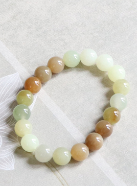 天然和田玉渐变圆珠手链证书