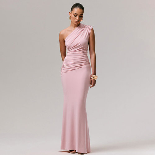 sloping shoulder sexy fashion slim fit fishtail skirt dress