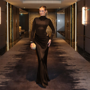 high skirt Fashion sexy dress neck semi women new 2025