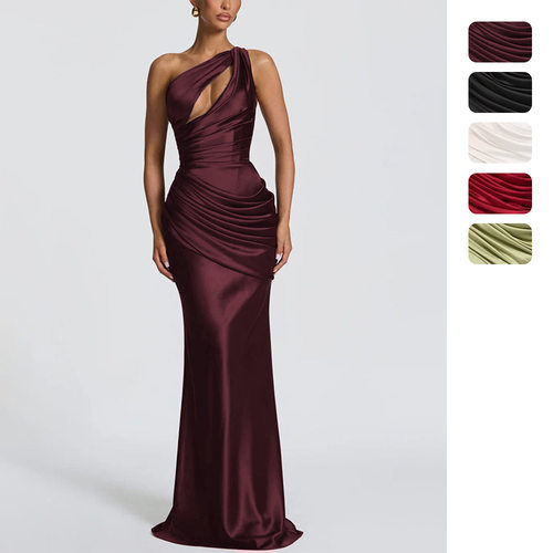 Women's slanted shoulder fashion hip party fishtail dress