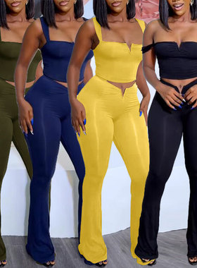 2024 summer sheath slim 2 piece for women singlet & trousers