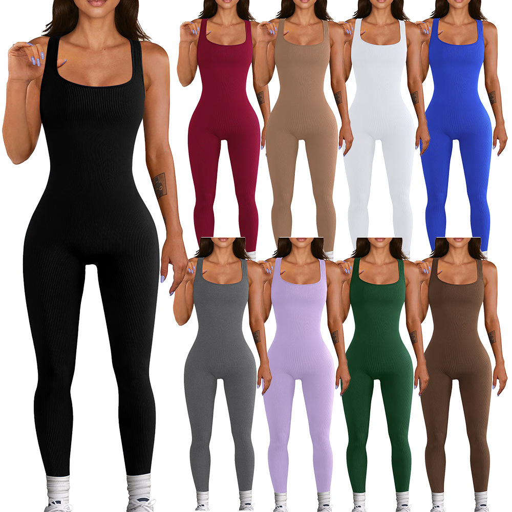 Women's backless slim-fit tracksuit jumpsuit 背心露背连体裤