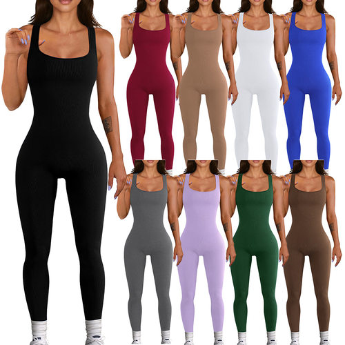 Women's backless slim-fit tracksuit jumpsuit 背心露背连体裤