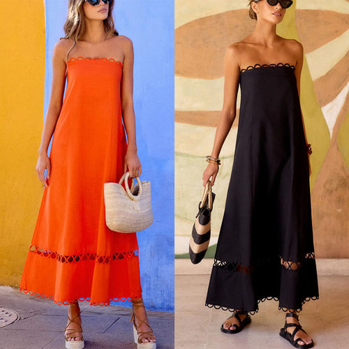 2026Women's Fashion Solid Color Sleeveless Dress女装无袖长裙
