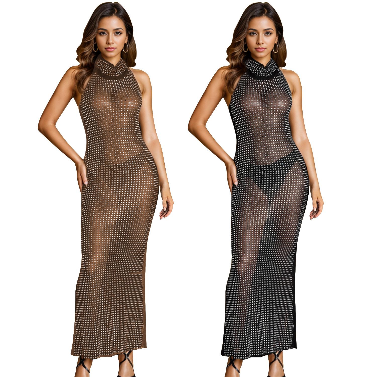 Fashion women's hot diamond party sexy dress 女装烫钻连衣裙