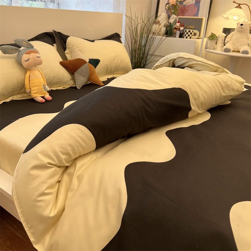 简约欧式黑白斑马纹床上用品四件套网红款学生宿舍床单被套三件套