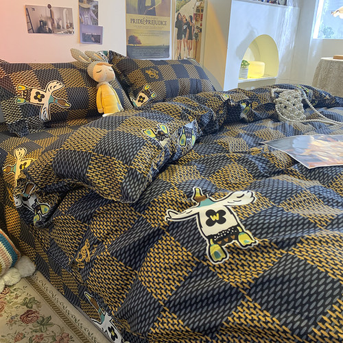 欧式轻奢风格子款四件套学生宿舍