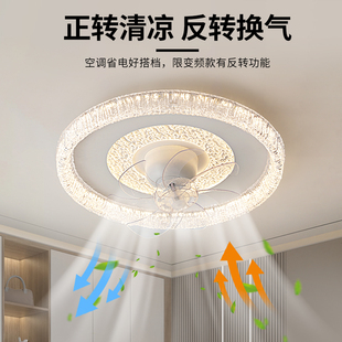 25新款 LED护眼摇头房间吸顶灯智能语音卧室风扇灯轻奢变频高级感