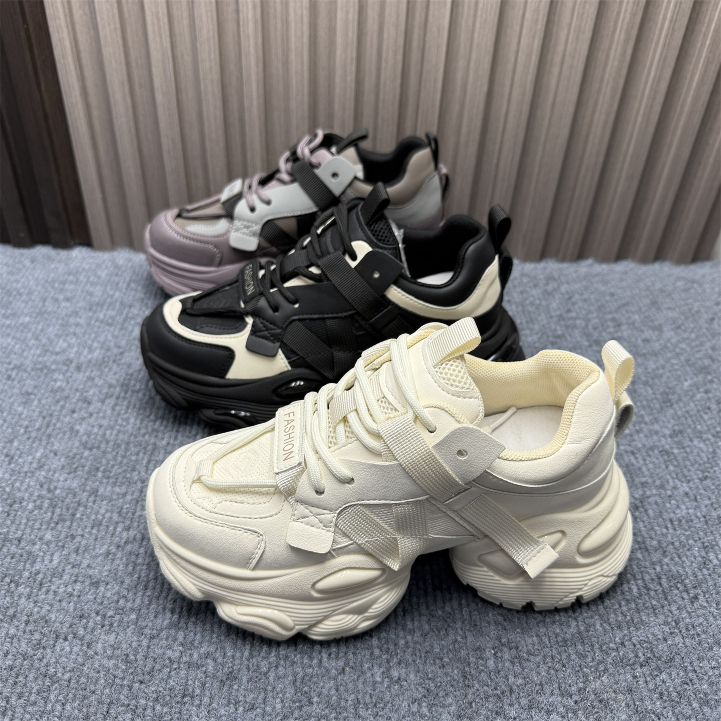 撤柜处理真皮老爹鞋女2025新款厚底增高小个子网面透气运动休闲鞋,女鞋,老爹鞋,淘宝优惠券,粉丝福利购,淘宝优惠卷