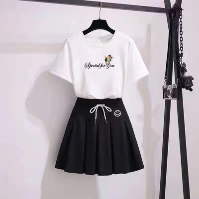 小个子连衣裙套装女夏装2025新款t恤短裙女两件套学生a字半身裙子