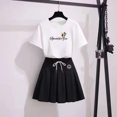 小个子连衣裙套装女夏装2025新款t恤短裙女两件套学生a字半身裙子