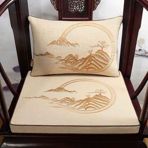 新中式刺绣餐椅垫实木椅子垫马蹄形凳子垫圈椅官帽椅防滑垫定制