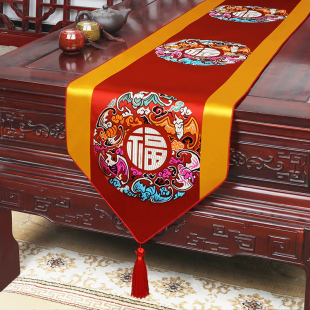 织锦缎时尚 艺必旭中式 喜庆桌旗简约田园餐桌桌布茶几布艺富贵床旗