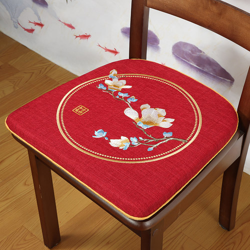 新中式刺绣餐椅垫实木椅子垫
