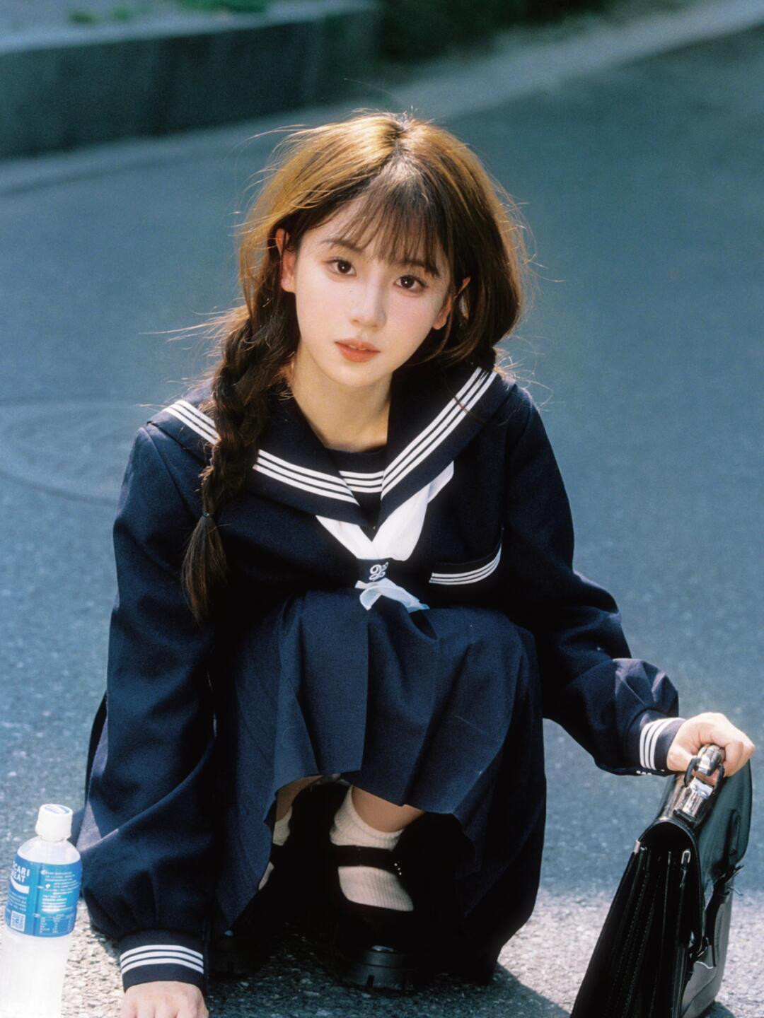 正统绀三本jk制服裙套装女学院学生校服