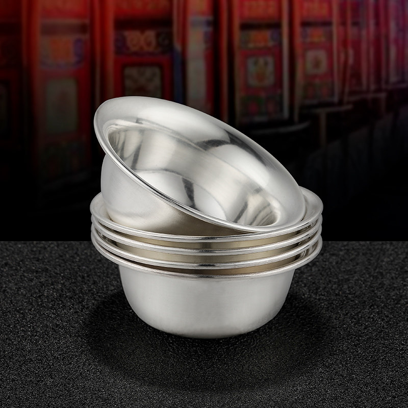 s990银水碗供水碗手工光面6cm套餐净水碗7个装供佛净水杯银碗套装