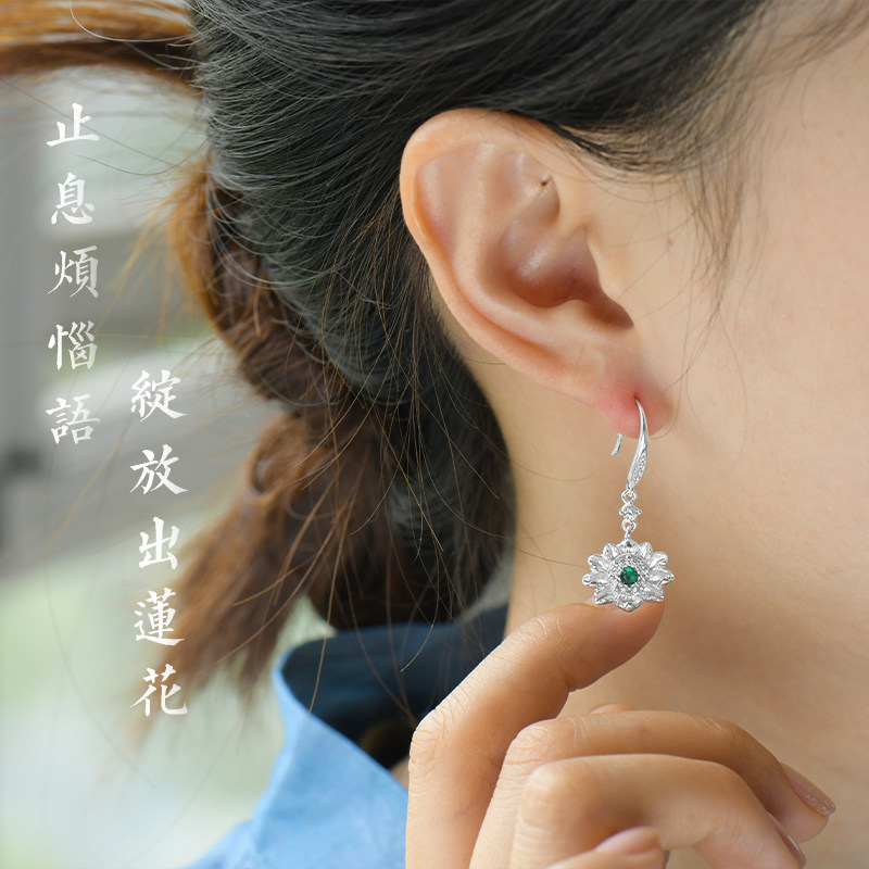 藏式纯银镀金复古乌巴拉花耳钩