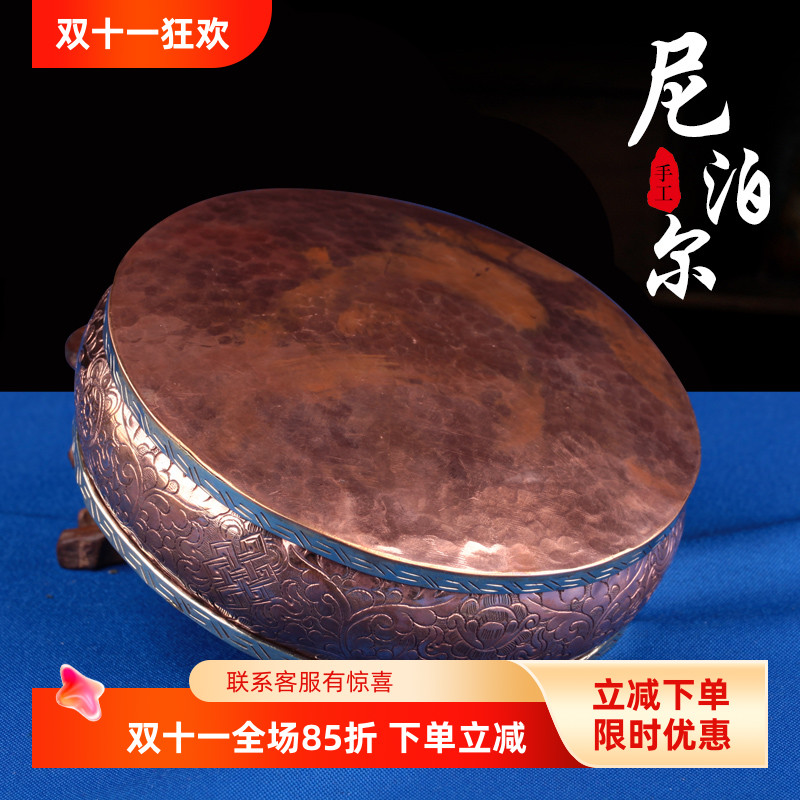 尼泊尔纯铜纯手工密宗曼扎盘修盘