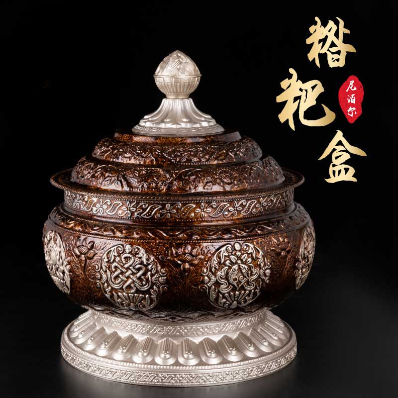 西藏特色工艺品糌粑盒摆件茶室民宿装饰收藏储存缸炒面盒