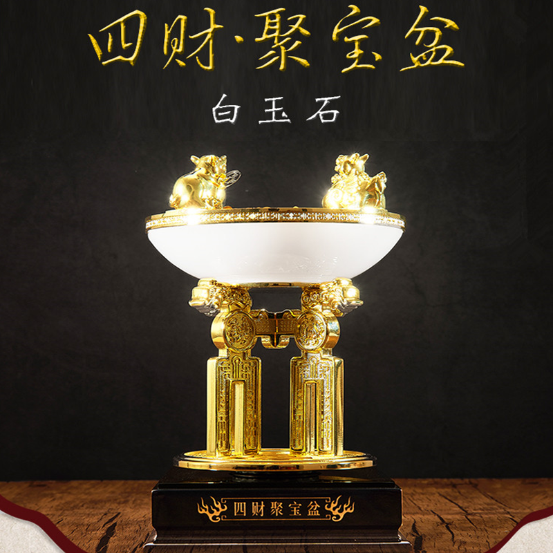 唐多括罗招财四财兽聚宝盆白玉