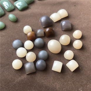 和田玉无结构戒指方形蛋面鸭蛋青 烟紫 藕粉 且末糖哑光面包戒面