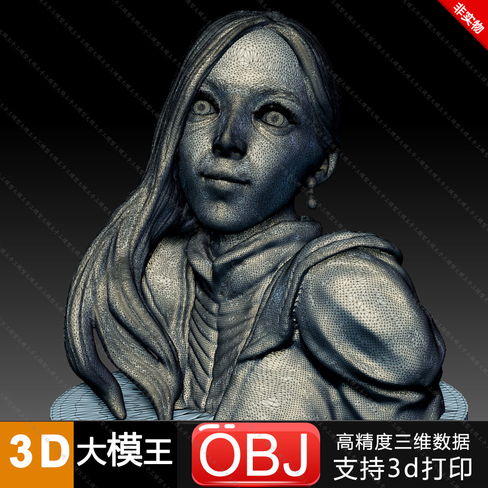 女人头像头部胸像三维模型数据模型STL模型3D打印模型