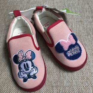 日单迪士尼新款女童鞋套脚低帮帆布鞋幼儿园室内软底防滑男女
