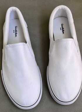 外贸男子运动鞋低帮帆布鞋白色一脚蹬透气40-45 4647大码男鞋