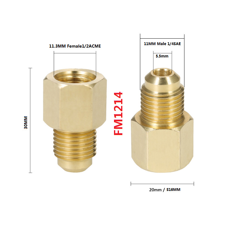 R134a钢瓶转换接头欧美空调制冷专用转换接头内1/2ACME*外M1/4SAE