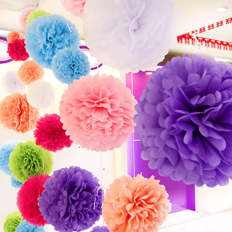 牡丹纸拉花商场装饰手工Diy薄纸花球生日派对婚礼婚房布置纸花球