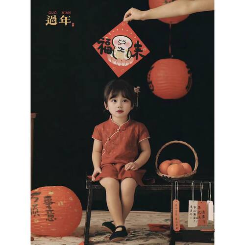 新年儿童摄影拍照道具小扇子灯笼