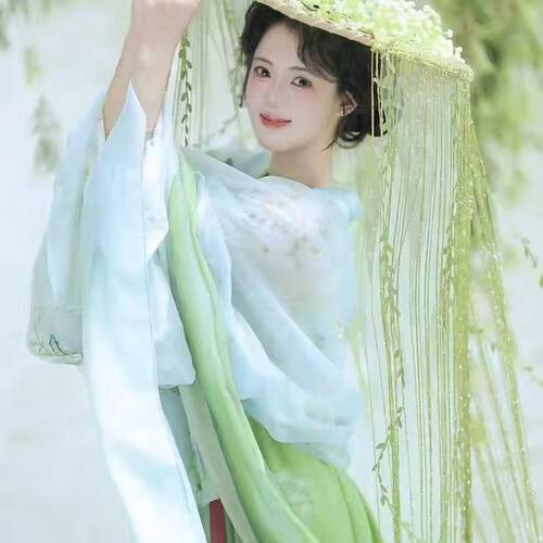 杨柳意古风汉服斗笠帏帽道具