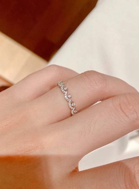 【蕾丝戒指】闭口！精工锆石仙女感闭口戒指港码14纯银戒指