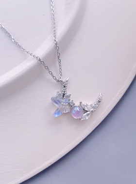 芋见蝴蝶原创设计s925纯银项链