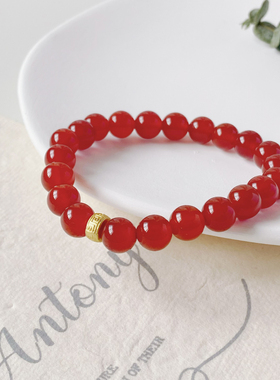 天然红玛瑙简约寓意吉祥水晶手串