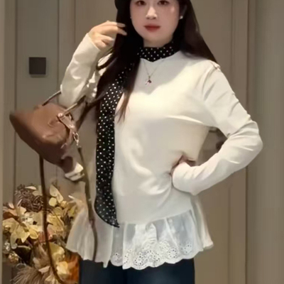 大码胖mm法式蕾丝内搭打底衫