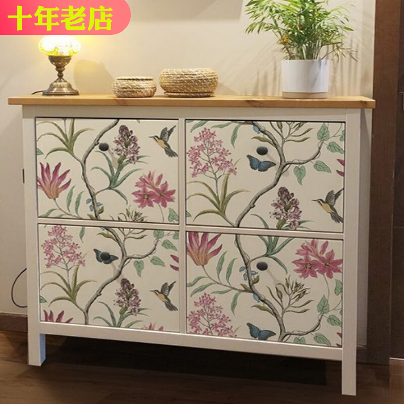 美式柜门柜子贴纸衣柜橱柜鞋柜旧家具翻新改色墙面装饰自粘墙壁纸