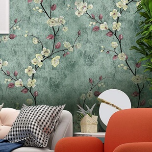 新中式复古风墙纸自粘卧室客厅背景壁纸宋式美学柜子柜门装饰贴纸