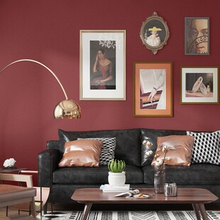 复古红色墙纸自粘防水防潮酒红中国红故宫红壁纸客厅卧室背景纯色