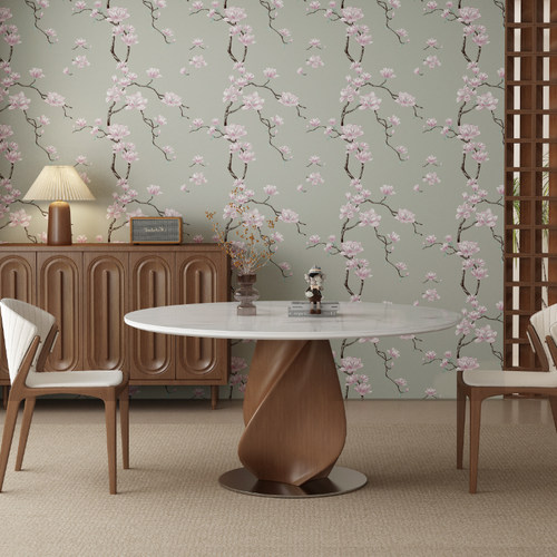 宋式美学新中式墙纸刷水自粘卧室房间客厅玄关电视背景墙壁纸高档