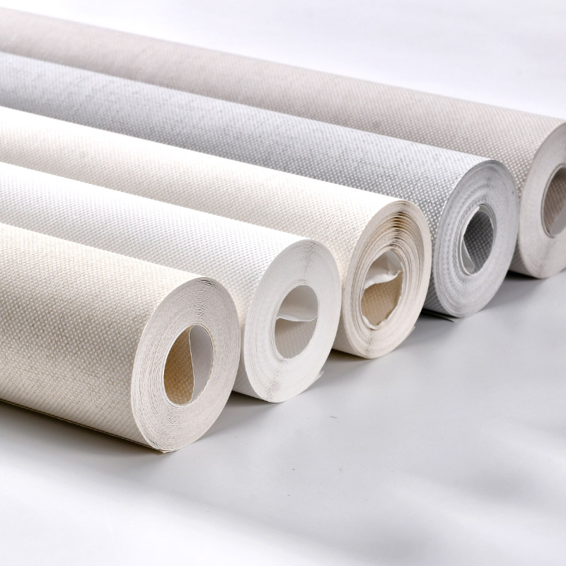 高档现代简约亚麻素色墙纸自粘无纺布壁纸家用卧室客厅电视背景墙